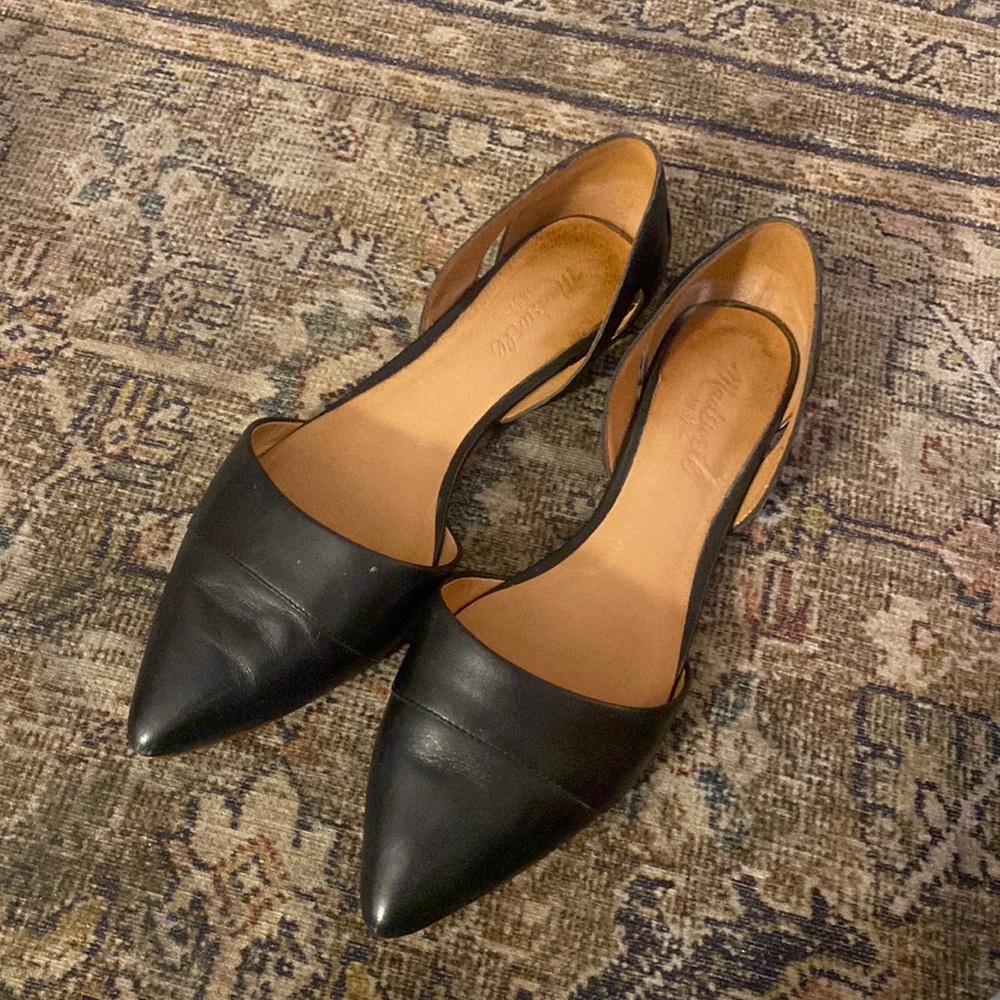 Madewell The D'Orsay Pointed Toe Flats In black Leather size 8.5